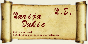 Marija Dukić vizit kartica